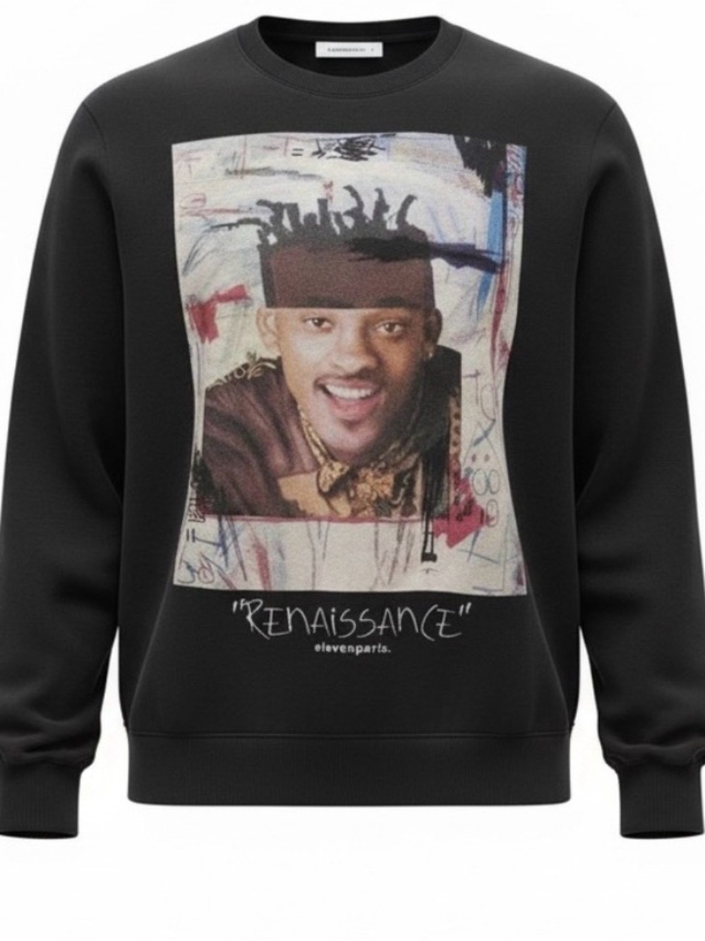 Will Smith Eleven Paris Graphic Crewneck Sweatshirt Black Size S